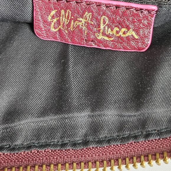 ELLIOTT LUCCA WOMEN'S GWEN BURGANDY PEBBLED LEATHER SHOULDER CROSSBODY BAG - Picture 7 of 15